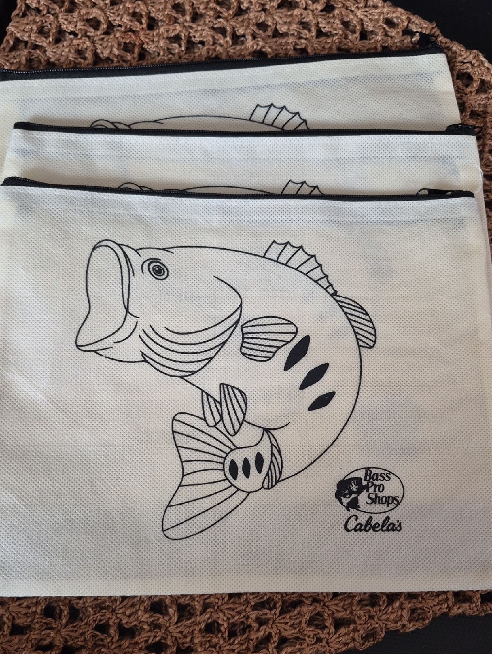 Bass Pro Shops Fish Print Zipper Pouch Set Of 3